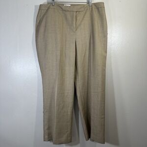 Le Suit Women's 20W Beige Dress Pants Elastic Waist Zip Hook And Button NEW